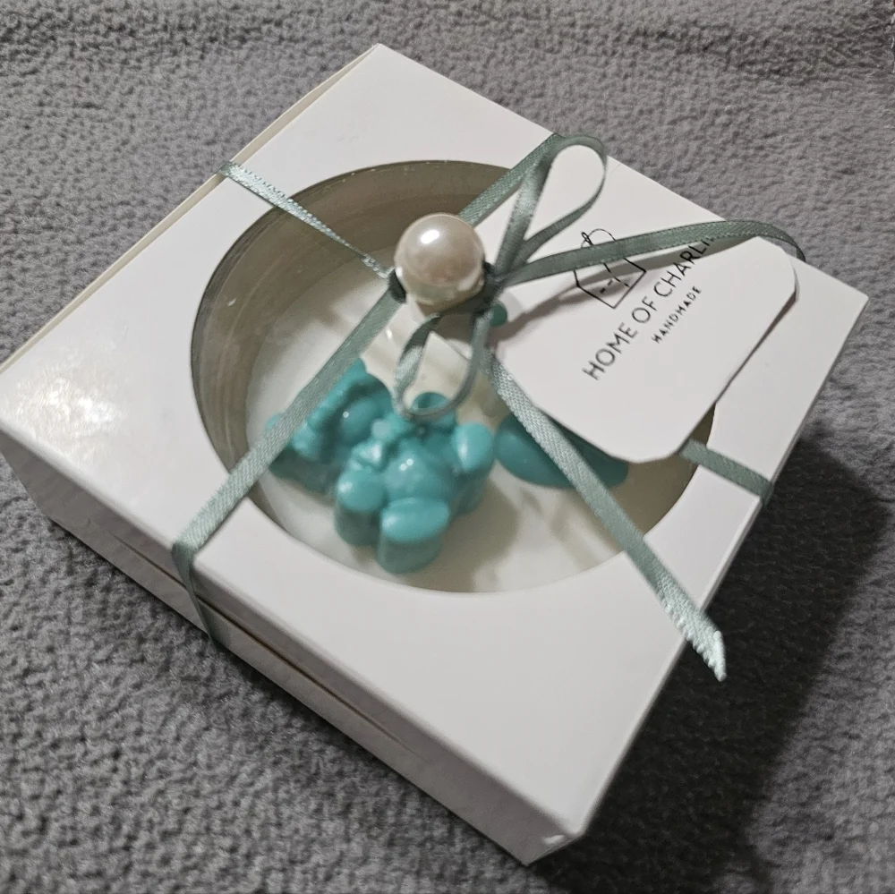 6 Handmade Teal Green Baby Shower Gender Reveal Scented Candle Party Giveaways